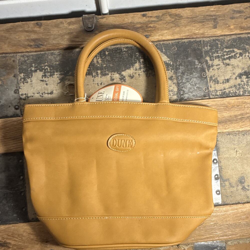 Vintage Dune Tan Small Tote Bag Top Handle Zip Closure